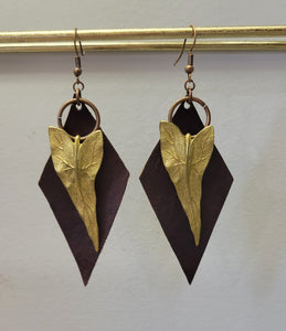 Rhombus leather earrings