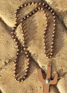 Metal cactus necklace