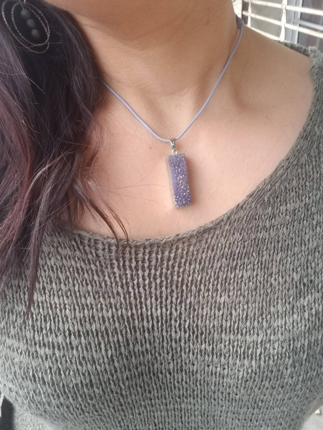 Lavender druzy necklace