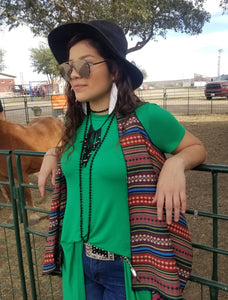 Leather fringed necklace