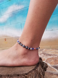 Black Evil eye anklet