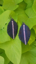 Load image into Gallery viewer, Leaves swarovski leather earrings
