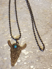 Load image into Gallery viewer, Metal Bull skull necklace
