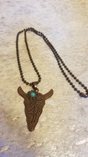 Load image into Gallery viewer, Metal Bull skull necklace
