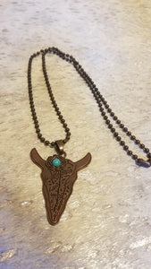 Metal Bull skull necklace