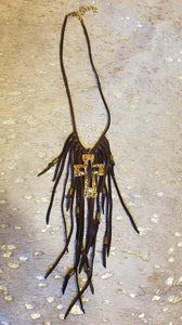 Leather fringed necklace