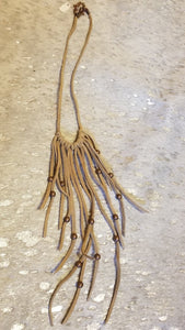 Leather fringed necklace