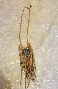 Leather fringed necklace