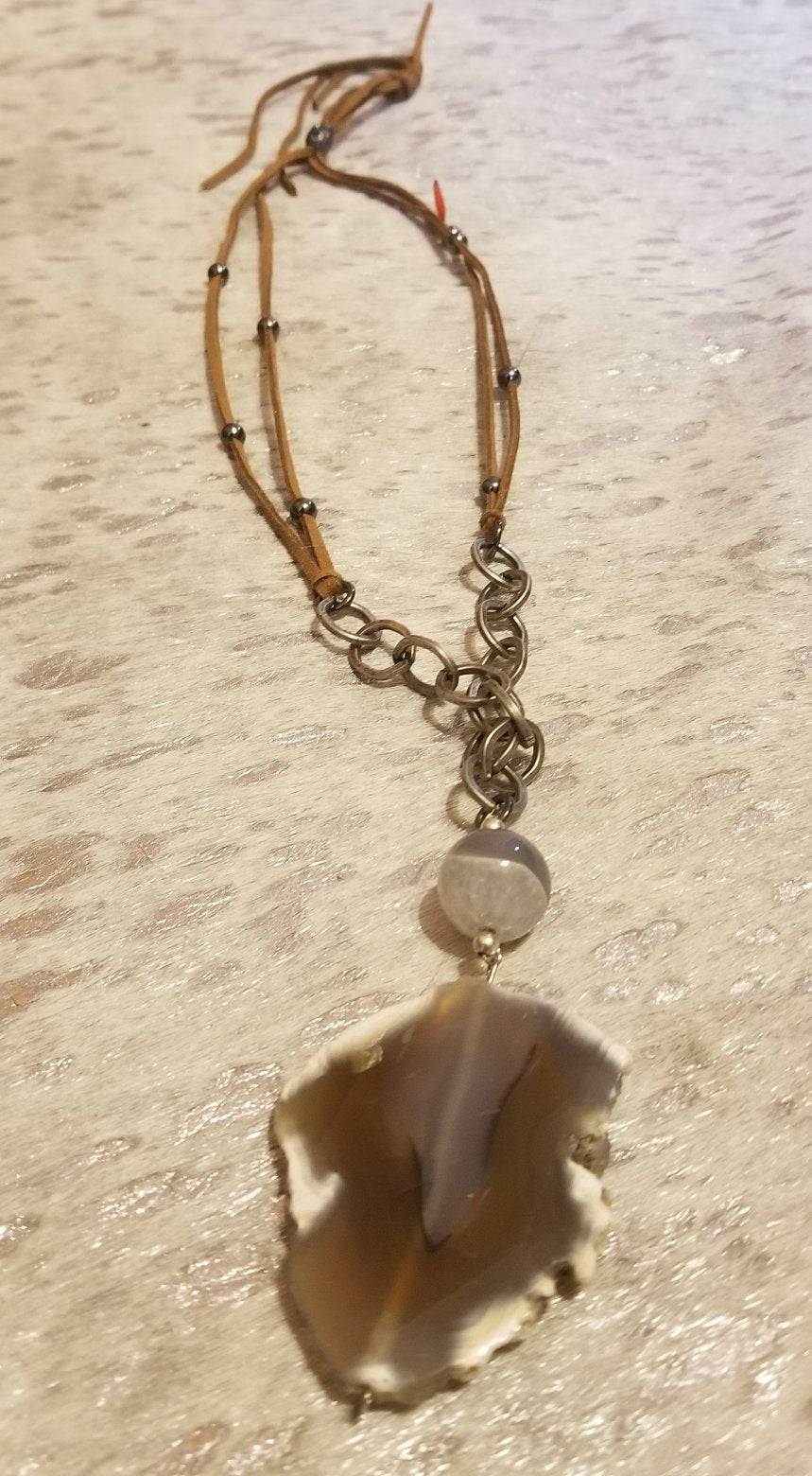 Adjustable Agate pendant necklace