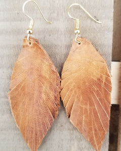 Boho small leather earrings