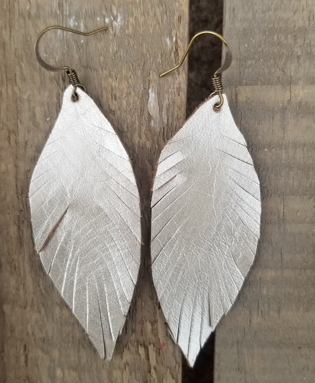 Boho small leather earrings