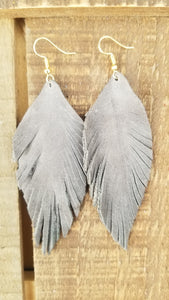 Boho medium leather earrings