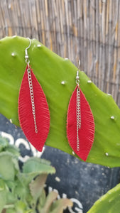 Oval leather earrings