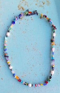 Colorful glass necklace