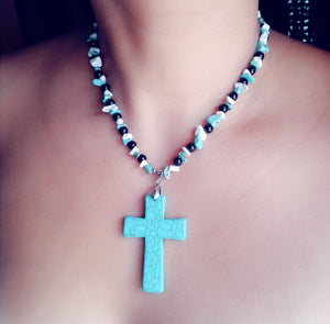 Turquoise cross necklace