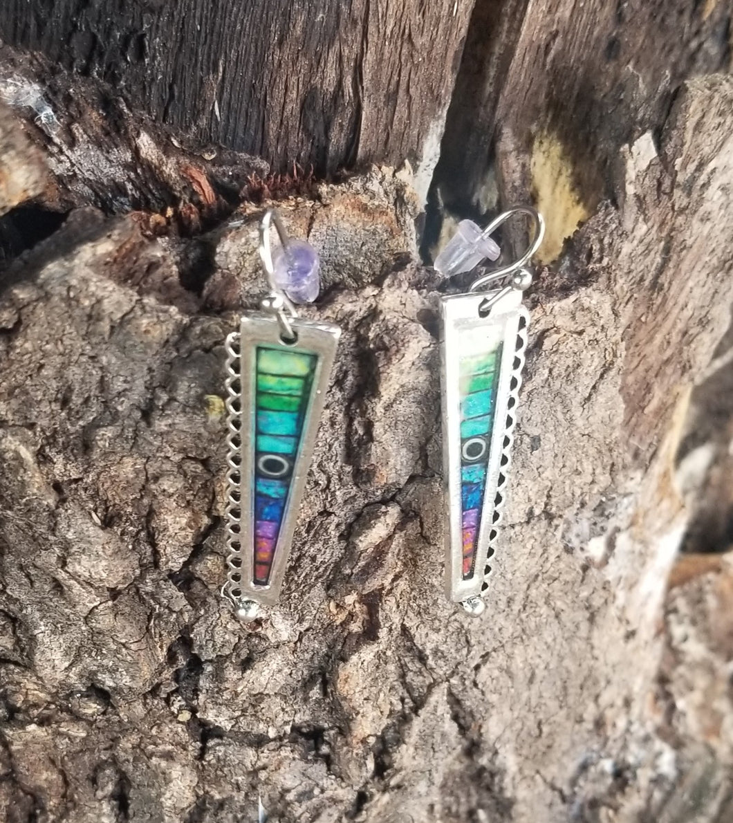 Aztec rainbow earrings