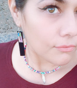 Rectangle leather earrings