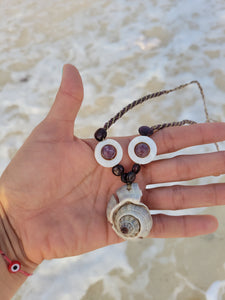 Natural shell and amethyst necklace