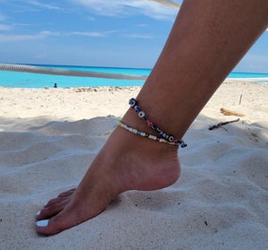 Black Evil eye anklet