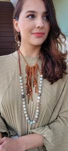 Leather fringed necklace