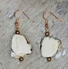 Load image into Gallery viewer, Howlite nugget earrings
