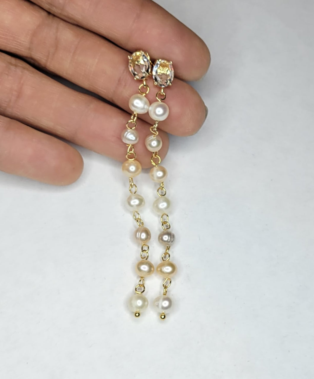 Long pearl earrings