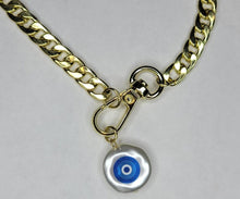 Load image into Gallery viewer, Pearl Evil eye chain necklace
