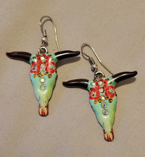 Load image into Gallery viewer, Bull skull earrings
