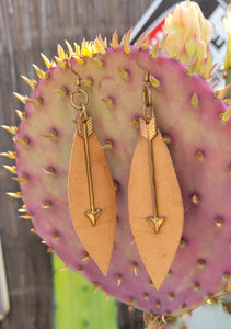 Oval leather earrings