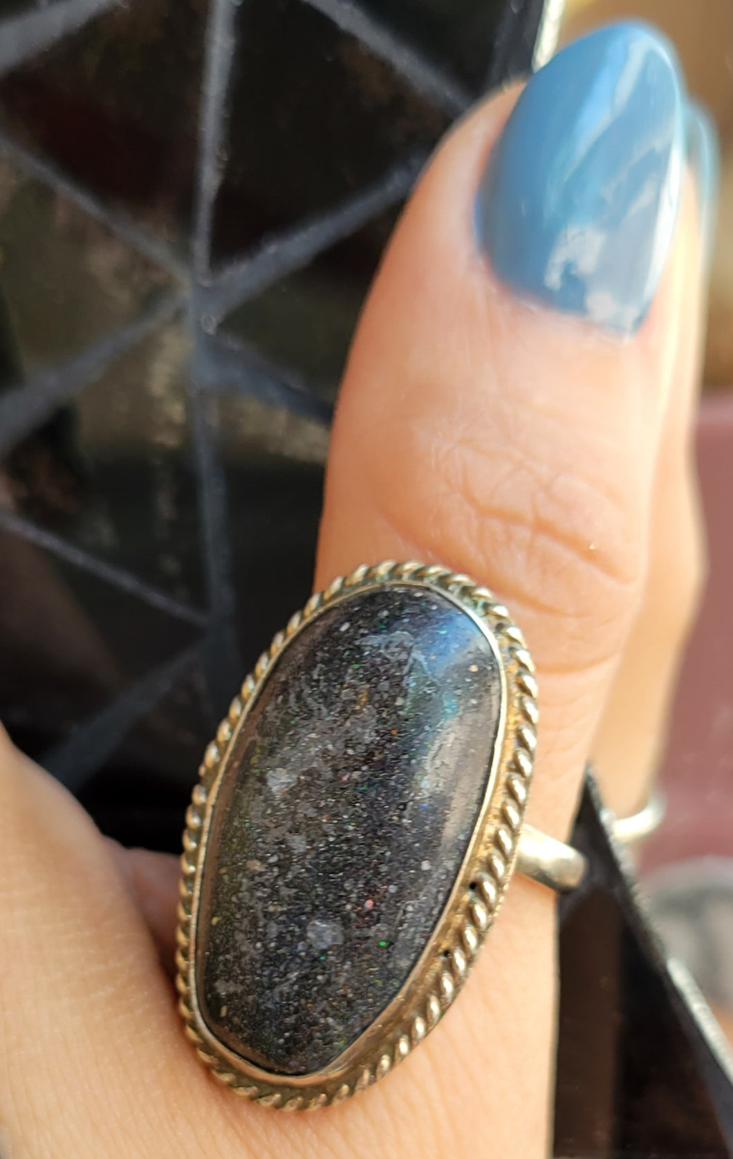 Black opal ring