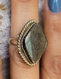 Golden Sheen obsidian ring