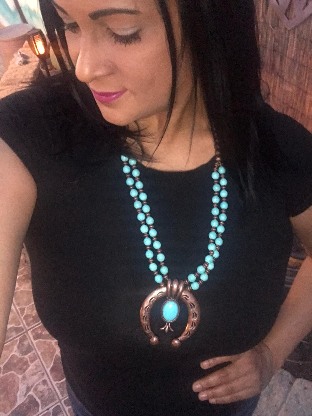 Squash blossom turquoise necklace