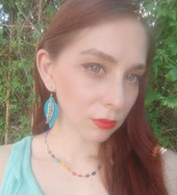 Load image into Gallery viewer, Leather boho turquoise earrings
