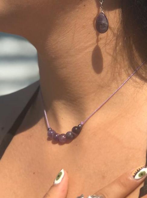 Amethyst beads necklace