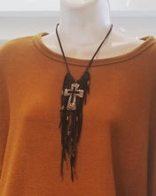 Load image into Gallery viewer, Leather fringed necklace
