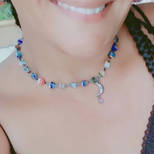 Colorful glass necklace