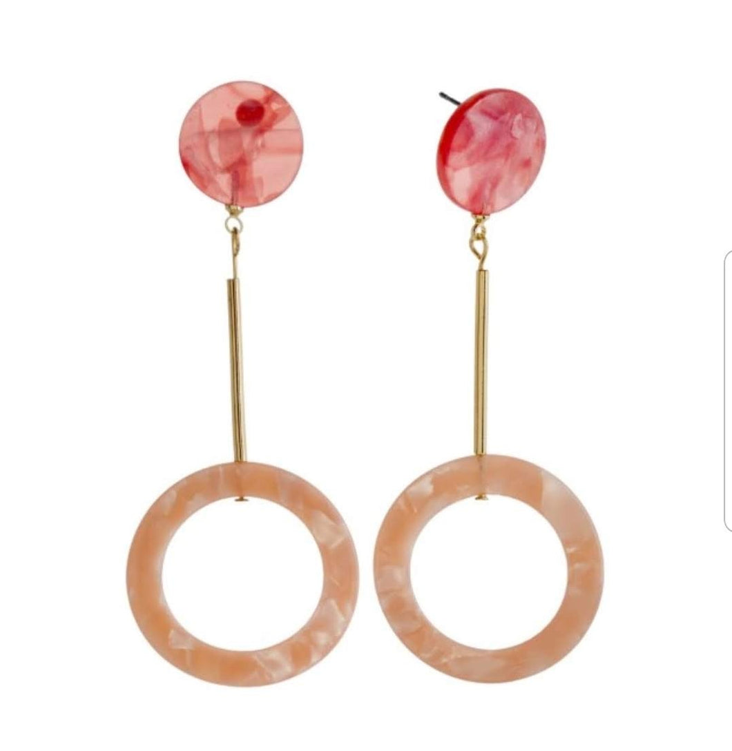 Pink round earrings