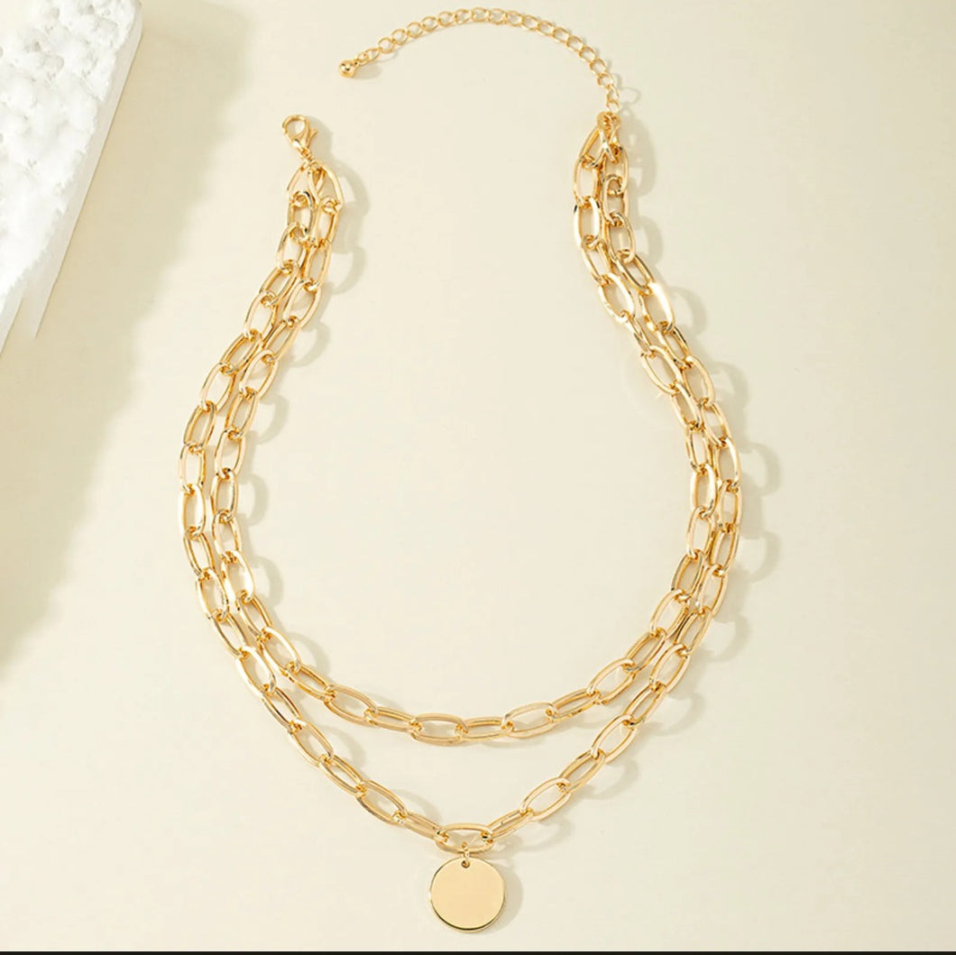 Double layer gold necklace