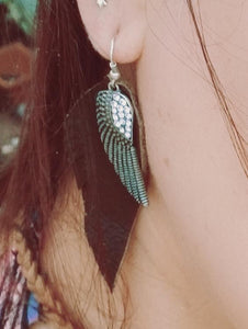 Angel wings leather earrings