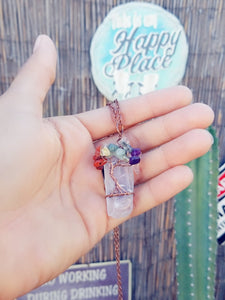 Clear crystal chakra necklace